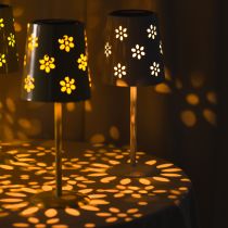 Artikel Solar Tischleuchte LED mit Blumenmuster 28cm Grün Wetterfest Outdoor Dekoration