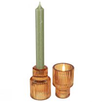 Artikel Stabkerzenhalter Glas Orange für Teelichter und Kerzen, 8cm, 4er-Set