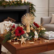 Artikel Set aus 35 Strohsternen und Figuren für Christbaumschmuck, naturfarbene Dekoration