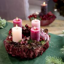 Artikel 12er-Set Stumpenkerzen Berry-Farbtöne 70x120mm durchgefärbt für Deko und Ambiente