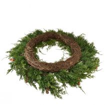 Artikel Tannenkranz Thuja mit Knospen Basis Rebenkranz Ø50cm ideal für festliche Dekoration