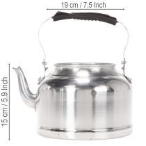 Artikel Metall Teekanne Zinkoptik Ø19cm H15cm Silber mit Kunststoffhenkel