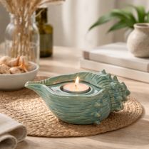 Artikel Keramik Teelichthalter Schneckenform 16cm Wohnzimmer Badezimmer Türkis