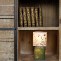 Artikel Tischlampe LED mit Blumenmuster und Glasfuß in Grün – stilvolle Beleuchtung für jeden Raum