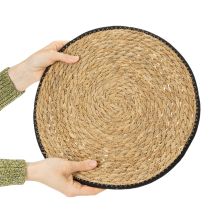 Artikel Runde Tischmatte aus Binsengras, Natur Look, Ø35cm, 4er Set, für Innen & Außen