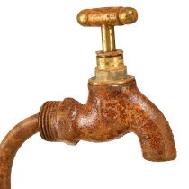 Artikel Metall Übertopf-Set Mit Wasserhahn Deko Rostoptik - Garten Vintage Charm - Pflanzgefäß - Größen-Set 3-teilig