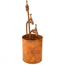 Artikel Metall Übertopf-Set Mit Wasserhahn Deko Rostoptik - Garten Vintage Charm - Pflanzgefäß - Größen-Set 3-teilig