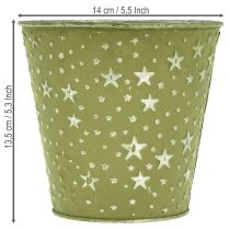 Artikel Übertopf Silber Grün Blumentopf Metall Sterne Ø14cm