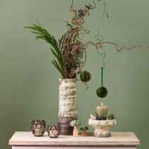 Artikel Vase Keramik Deko Creme Graugrün für Trockenfloristik H34cm