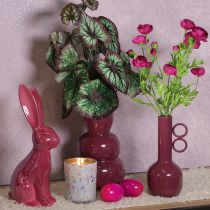 Artikel Design Vase mit langem Hals und runden Griffen aus Metall in glänzendem Rot – 25 cm