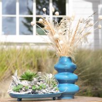 Artikel Blaue Keramikvase mit wellenförmiger Oberfläche 23cm