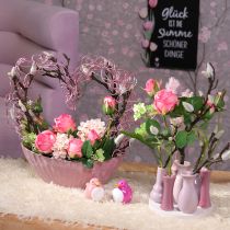 Artikel Vogel-Dekofiguren Set 6-teilig in Lila Rosa Pink mit Punktmuster 6 cm