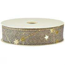 Artikel Weihnachtsband mit Sternen Band Schwarz Weiß Gold 25mm 18m