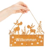 Artikel Willkommensschild Edelrost Rentier Winterdeko L22cm 2St
