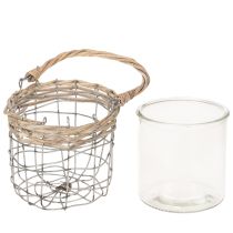 Artikel Windlicht Hängend Glas Metall Weide Ø14,5cm Vintage Charme 2er Set