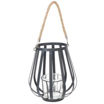 Artikel Windlicht Metall Glas Anthrazit 23cm Laterne Deko Garten