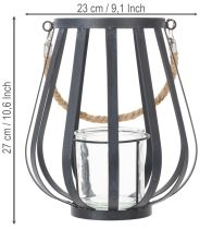 Artikel Windlicht Metall Glas Anthrazit 23cm Laterne Deko Garten