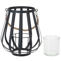 Artikel Windlicht Metall Glas Anthrazit 23cm Laterne Deko Garten