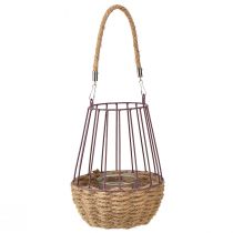 Artikel Windlicht mit Henkel und Glas in Lila &amp; Natur - Stilvoller Hingucker für Innen &amp; Außen Ø18cm H22cm