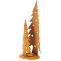 Artikel Windlicht Tannenbäume, Metalldeko in Edelrost, Weihnachten H46cm B25,5cm
