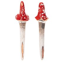 Artikel Keramik Gartenstecker Zwerge 17cm Rot mit Pilzhut 2er Set