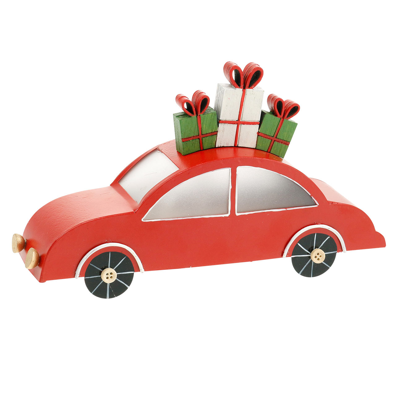 Weihnachts-Auto mit LED Rot Metall 25cm H14,5cm Für