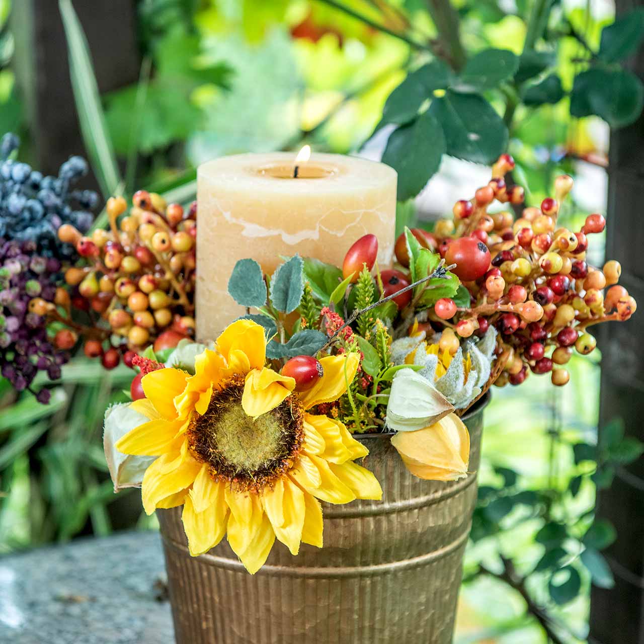 Floristik21.de Blumenstrauß Herbst Sonnenblume Ø30cm günstig im