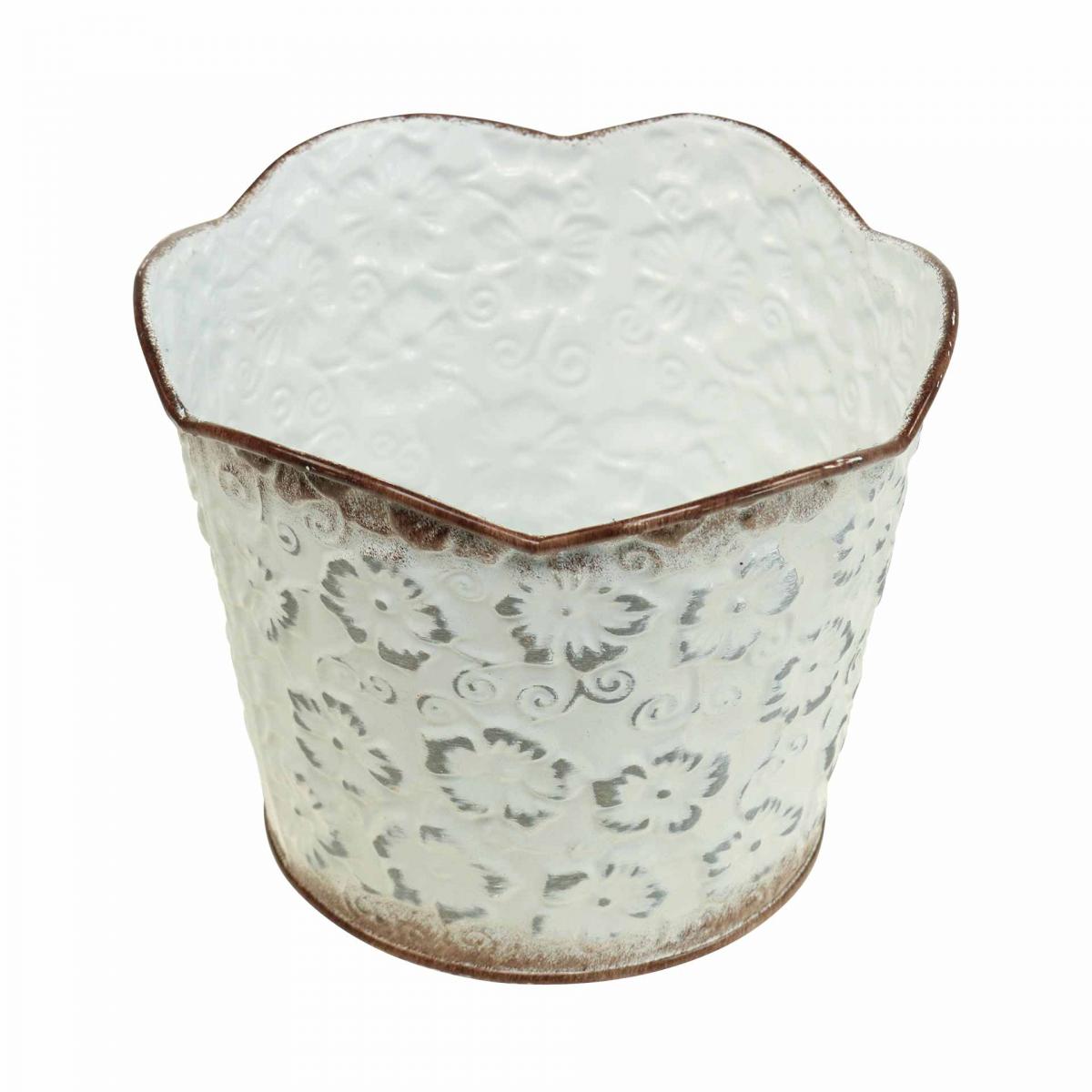 Creative Co-Op Fenster-Übertopf Aus Steingut – 3-teilig, Hobnail-Design, Reaktive Glasur In Weiß, 37,8 X 10,4 X 11,4 Cm