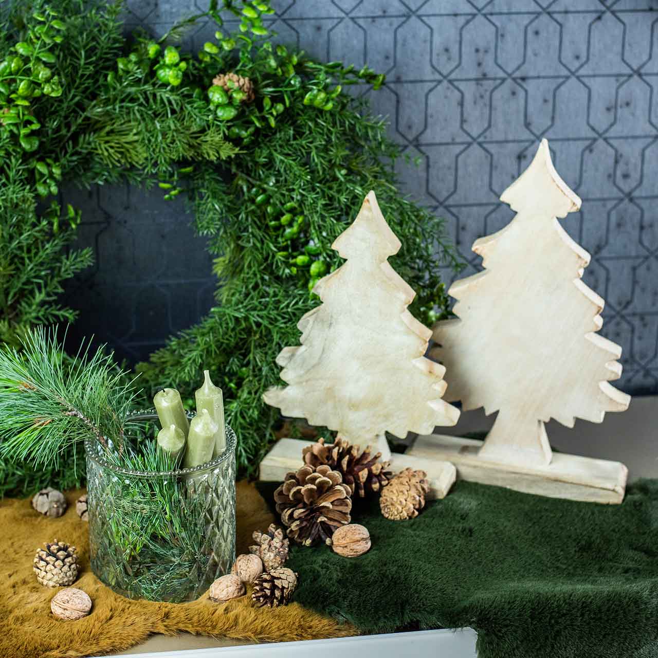 Floristik21.de Deko Tannenbaum Holz Weiß gewaschen Weihnachtstanne 27×