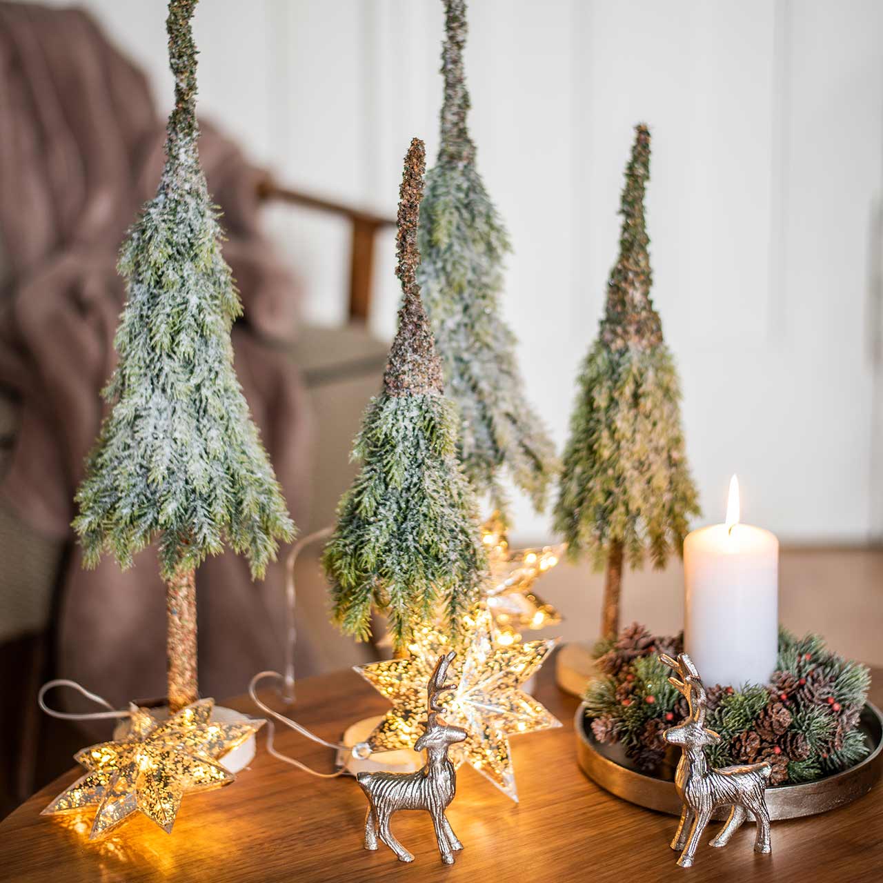 Floristik21.de Deko Tannenbaum beschneit Grün, Weiß 40cm