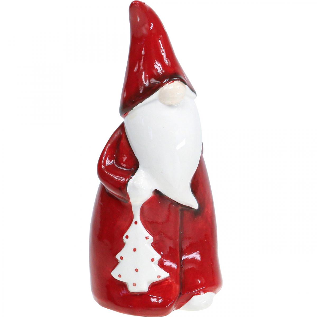 Floristik21.de Weihnachtsmann Weiß Keramik H20cm-05897 Rot, Figur Nikolaus