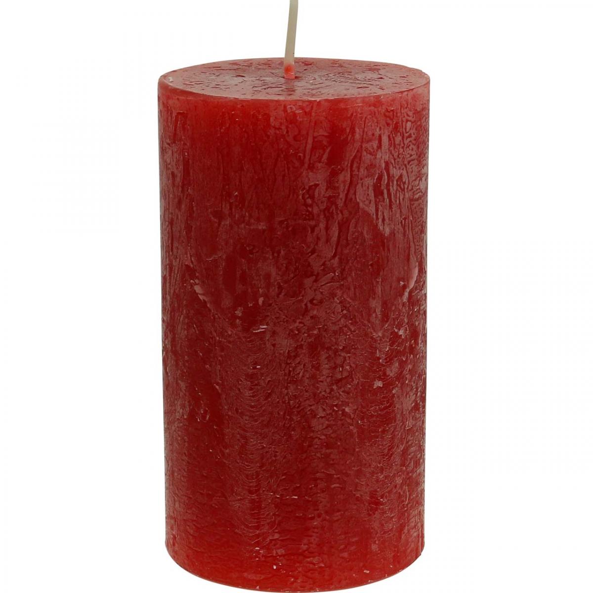 Durchgefärbte Kerzen Rot Rustic Selbstlöschend 110×60mm  4St-39-TR11060-8-26