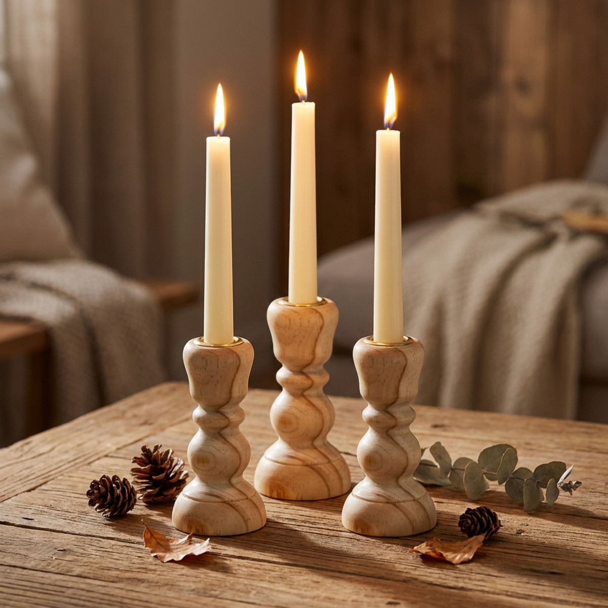 Kerzenhalter Holz gedrechselt Landhausstil H11cm