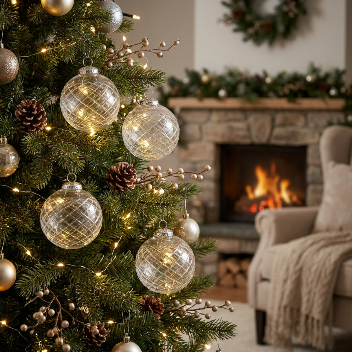 Weihnachtskugeln Glas klar Ø10cm 3 Stück