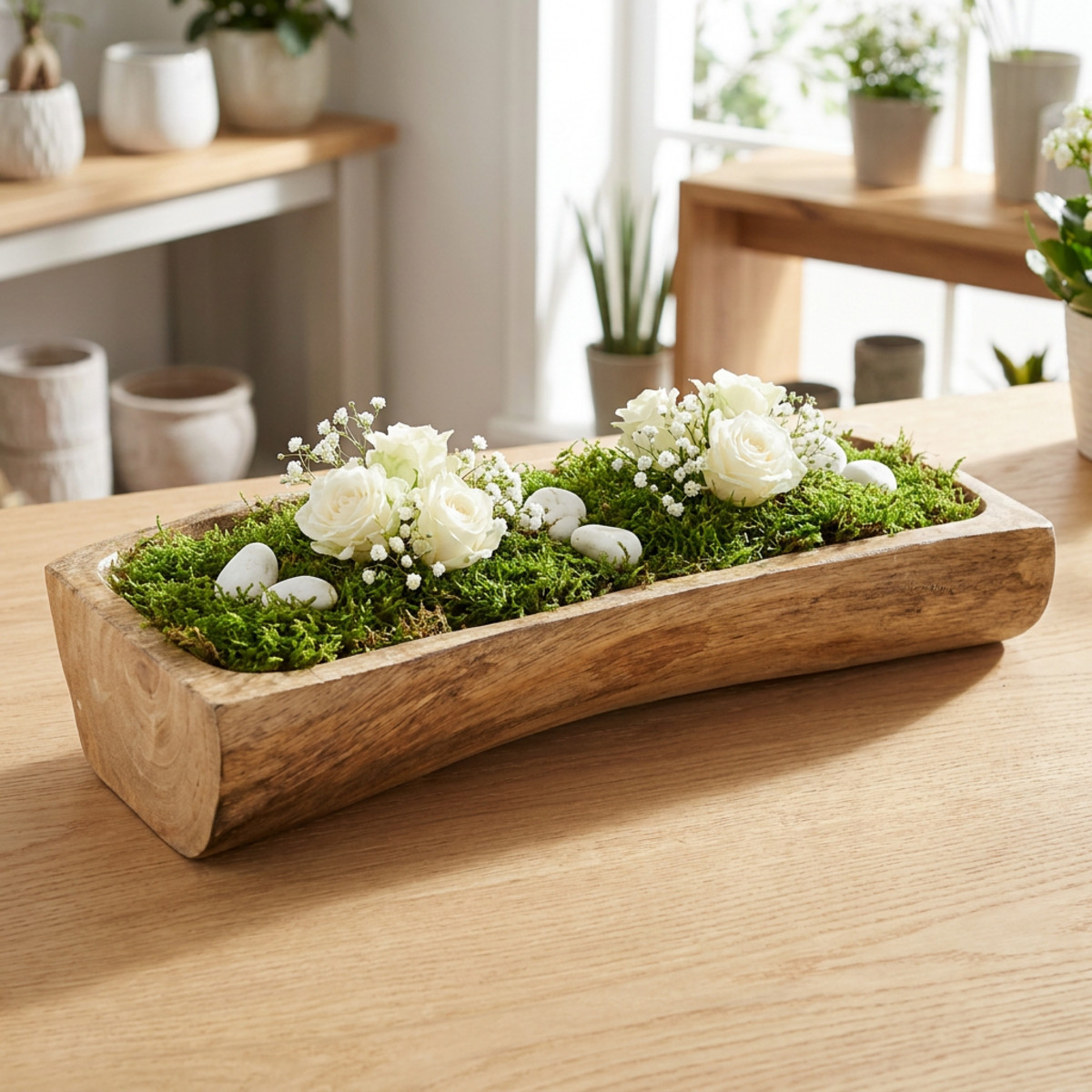 Holz Deko Mulde Dekoschale 40,5×12×6,5cm Natur