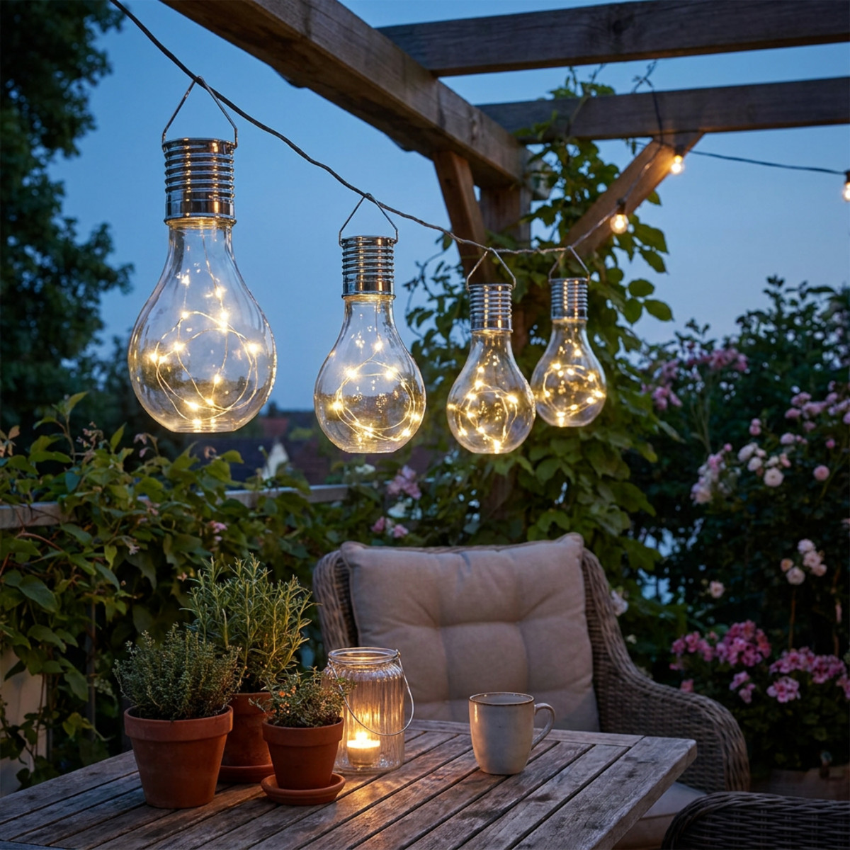 Gartendeko Solar LED Lampe Warmweiß 5er Set Retro