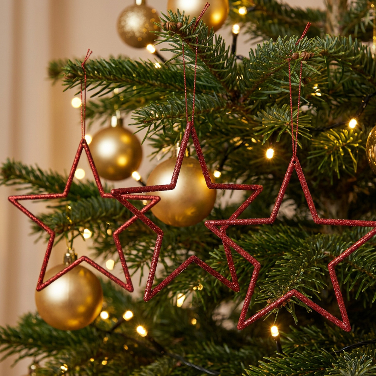 Deko Stern Rot Ø12cm 12er-Set Weihnachtsdeko
