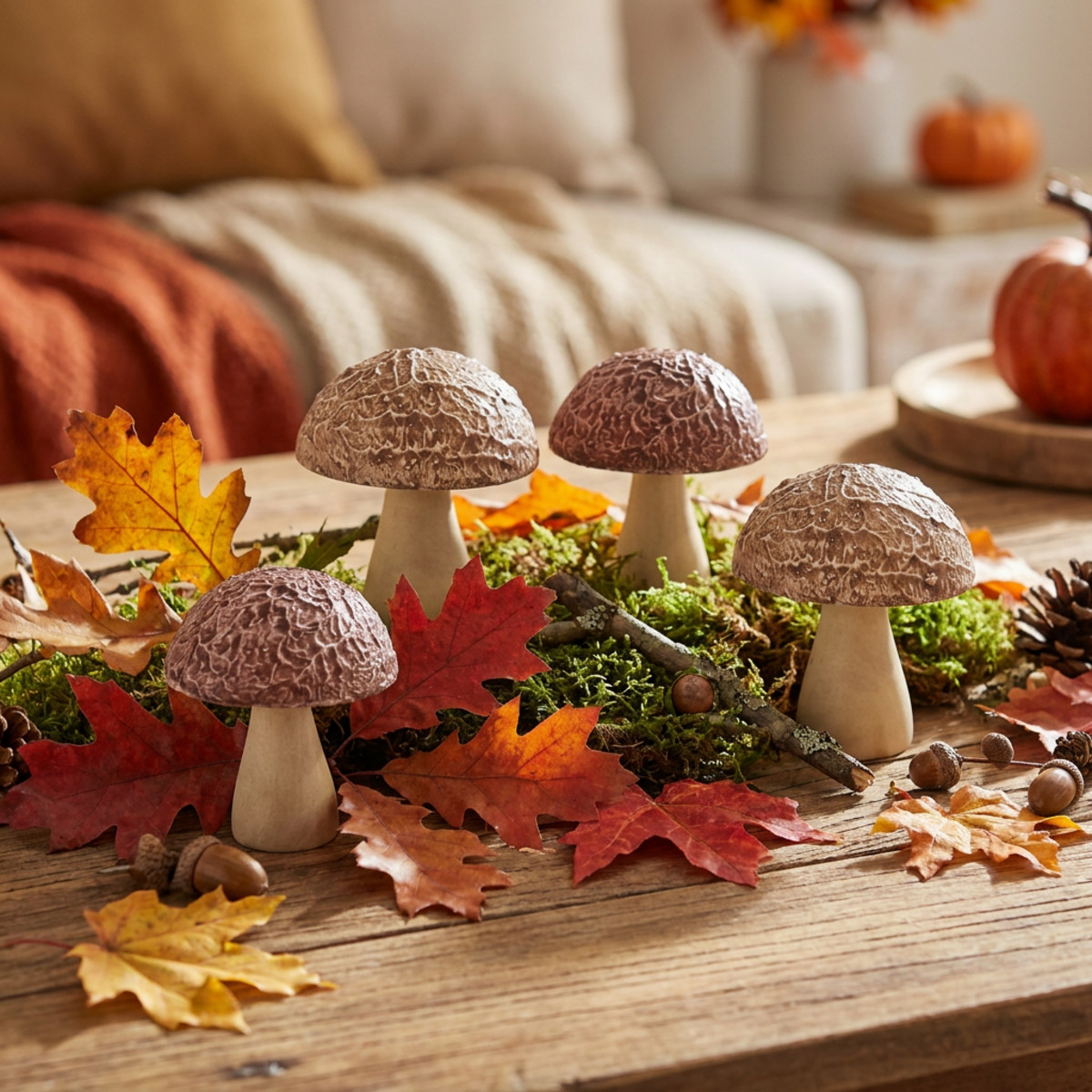 Holzpilze Deko Pilze Herbst Braun 8 St im Set