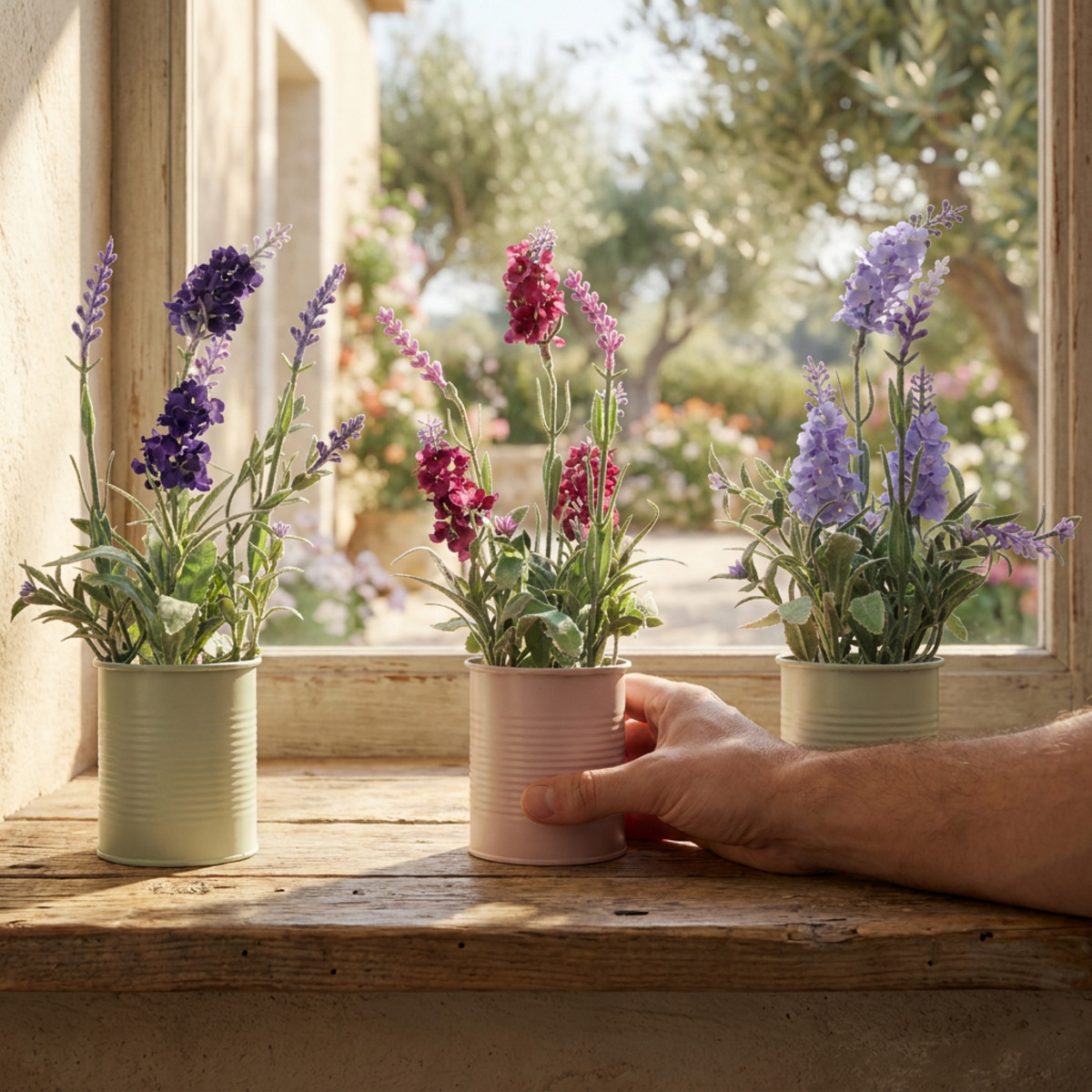 Künstlicher Lavendel im Topf 26cm 3 Stück