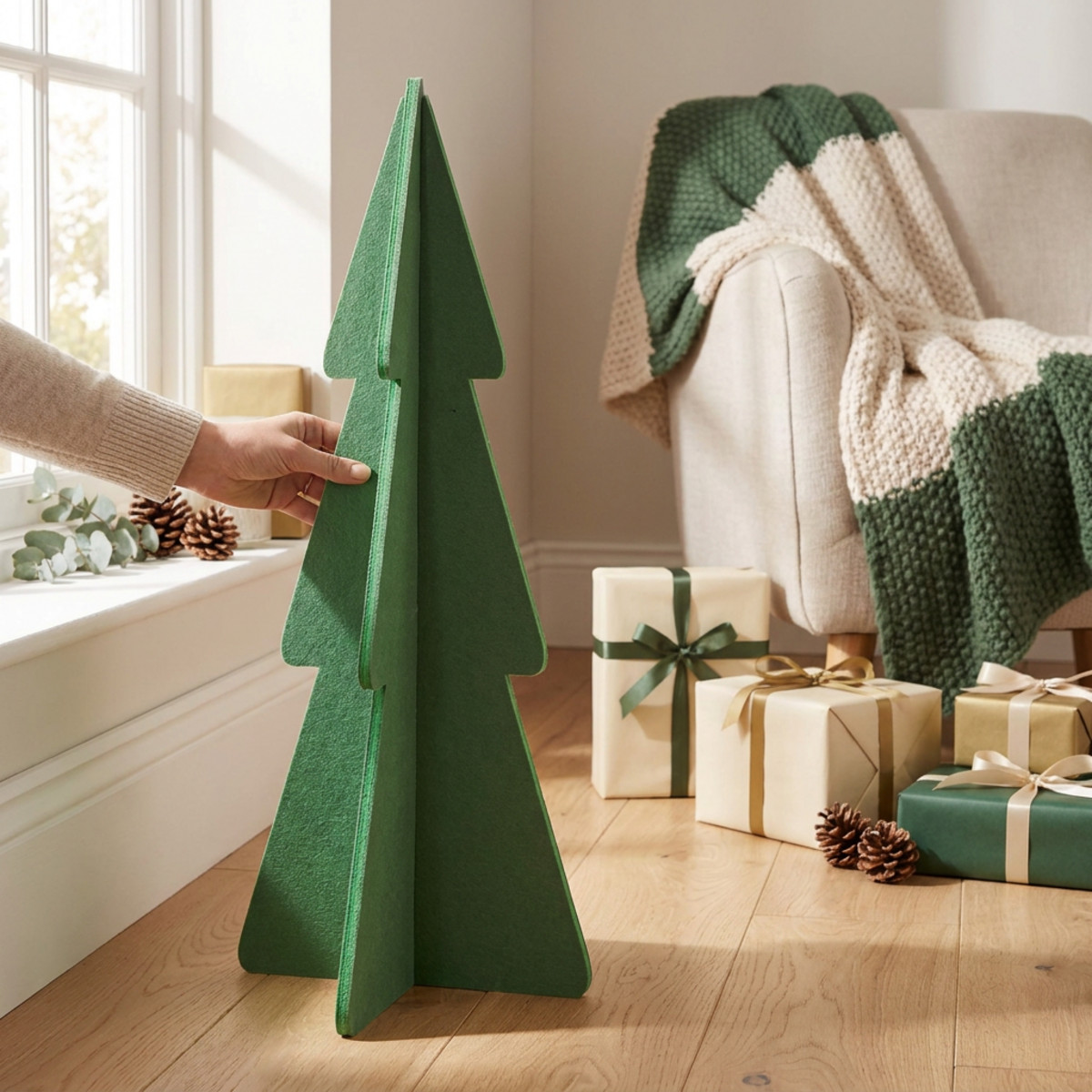 Filz Weihnachtsbaum Grün H80cm – Moderne Deko Tanne