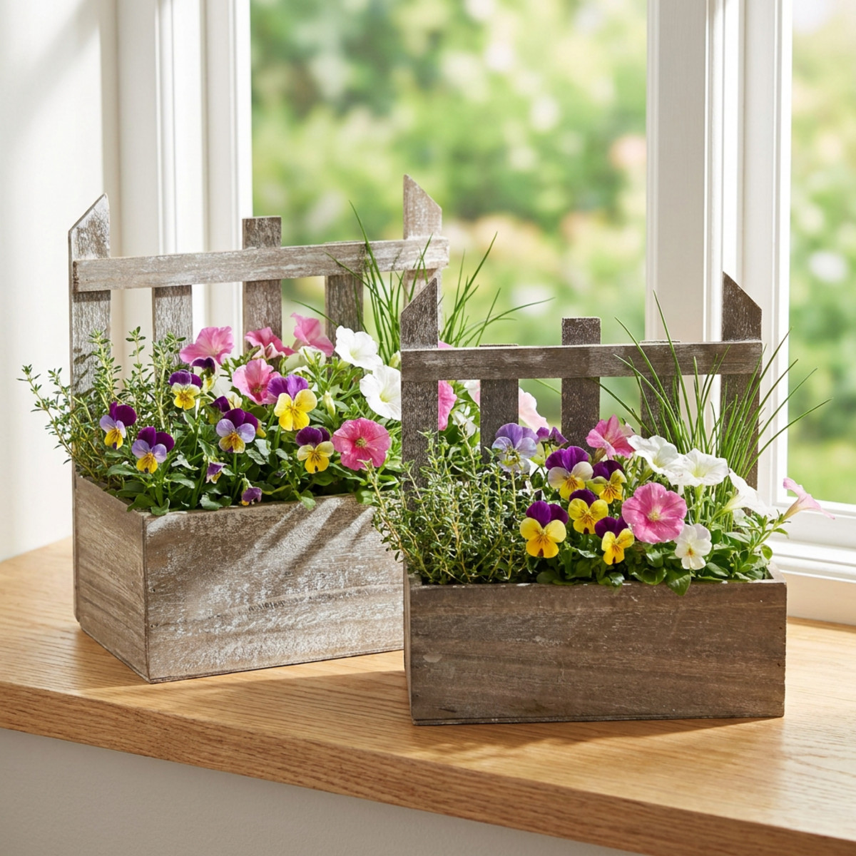 Pflanzkasten Holz Mini 2er Set Vintage Blumenkasten