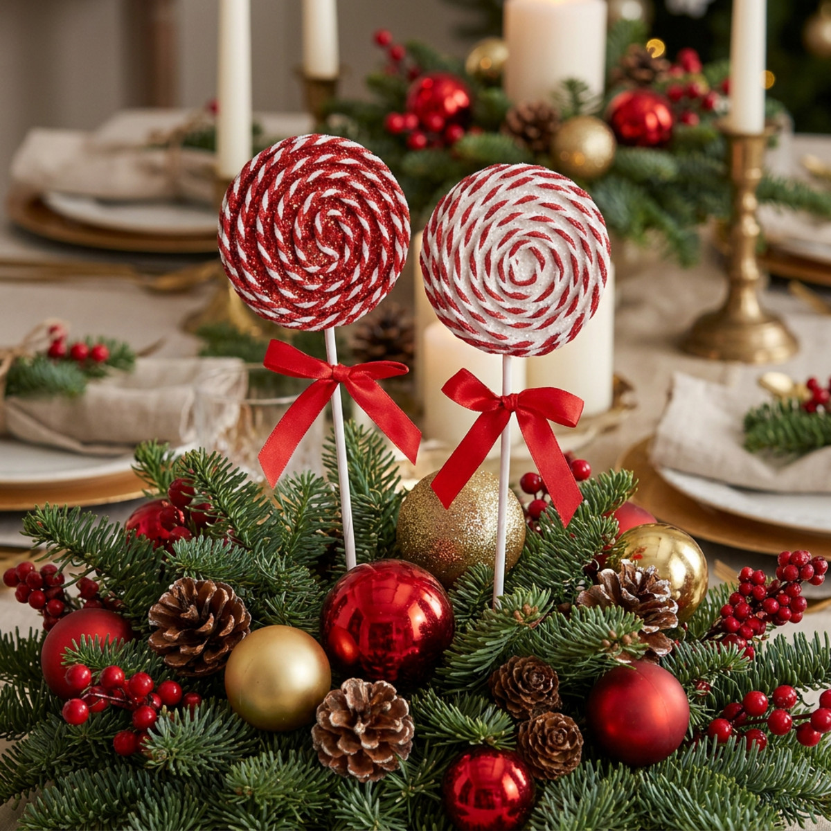 Lollipop Weihnachtsdeko Rot-Weiß 2er-Set H30cm