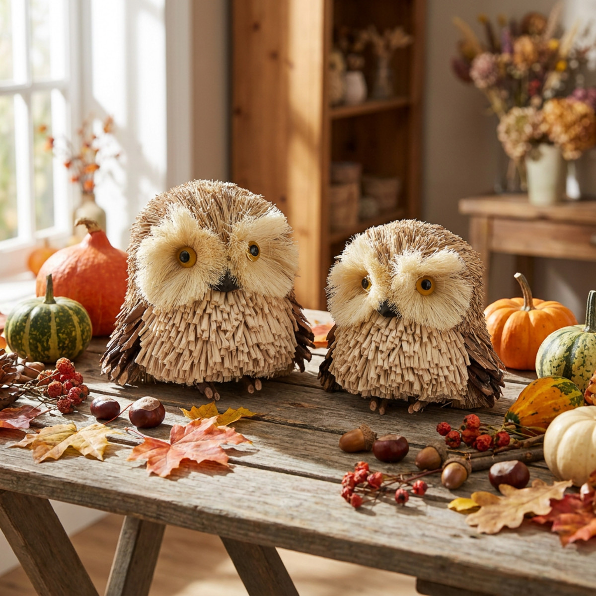 Eulen Deko Figuren Herbst 12,5×10×10cm 2er Set