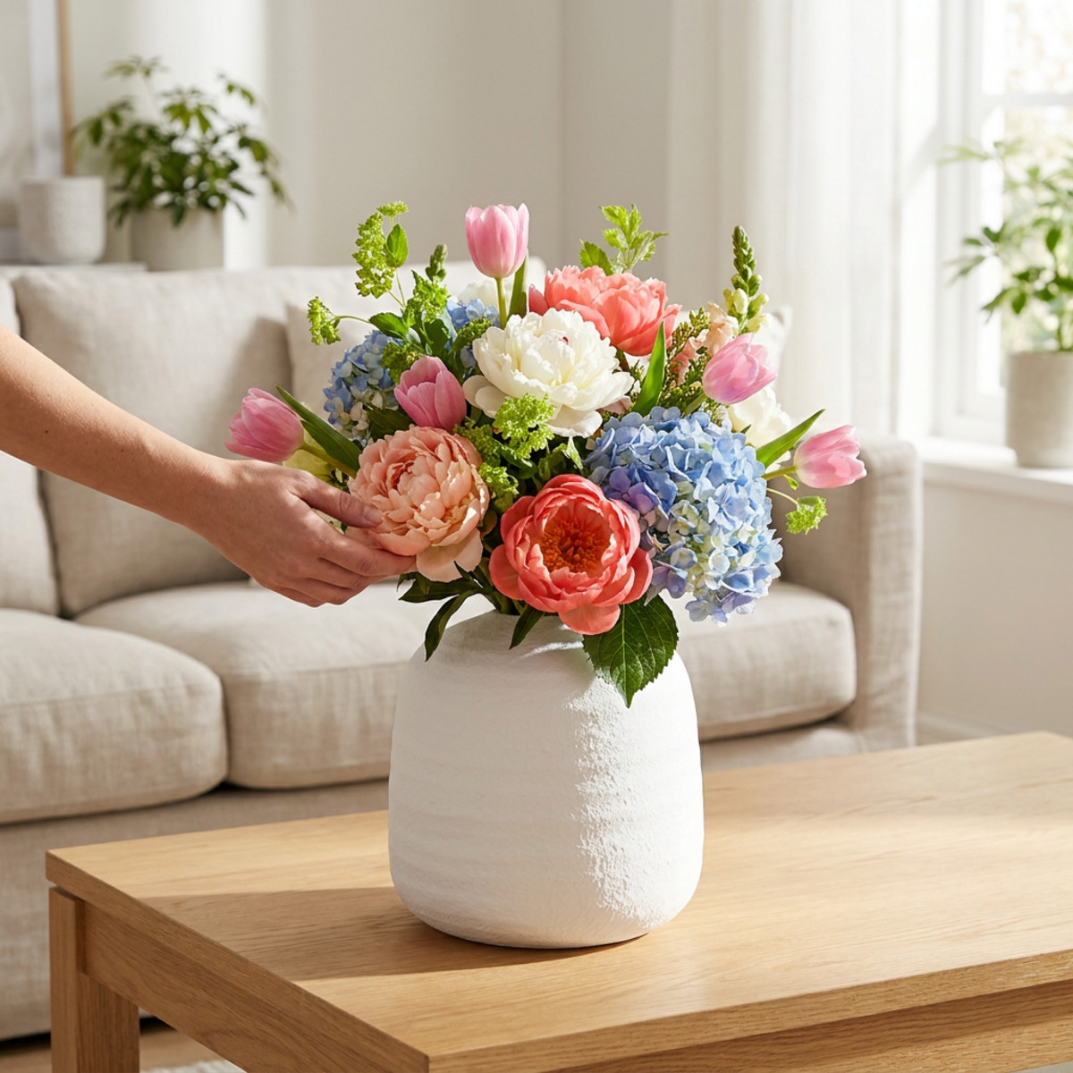 Blumenvase Keramik Weiß Ø19cm H18cm