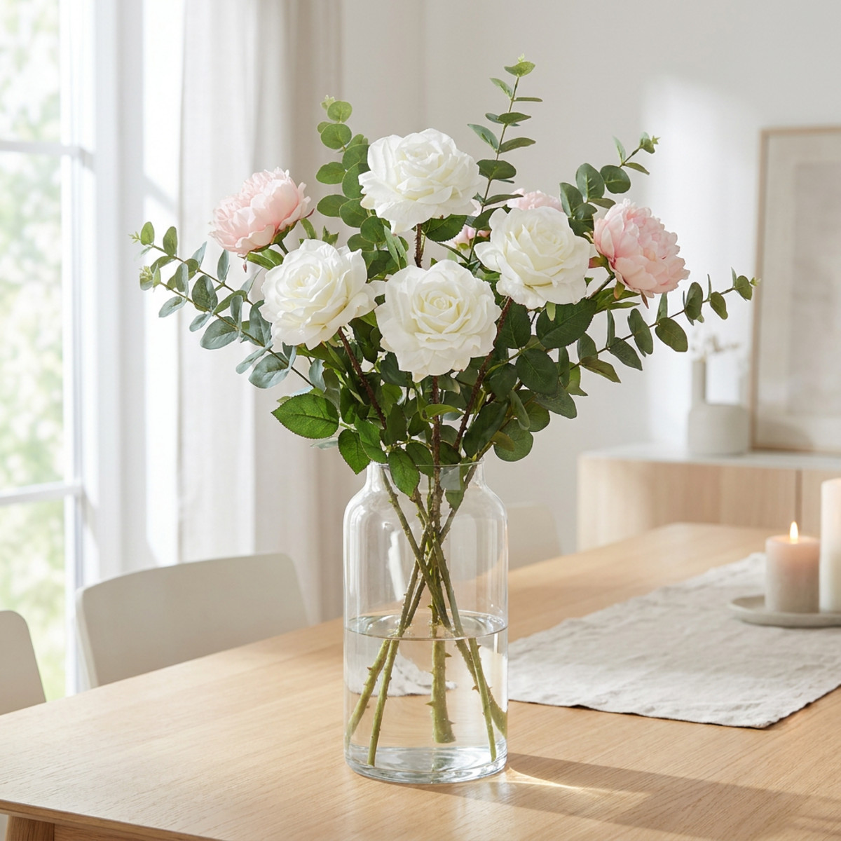 Weiße Rose künstlich 72cm Ø13cm Dekoration