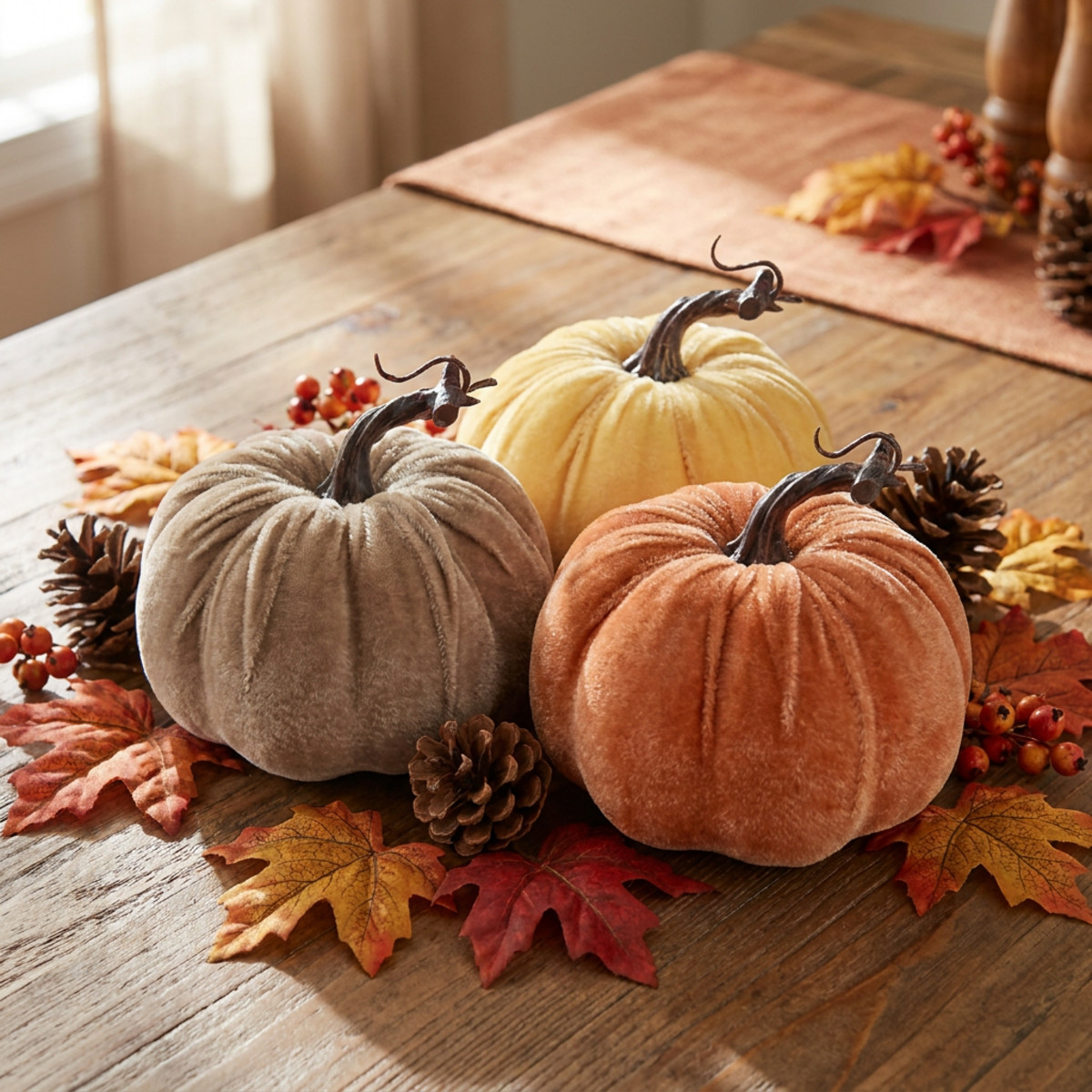 Kürbis Deko Herbst Ø13cm H11,5cm 3St