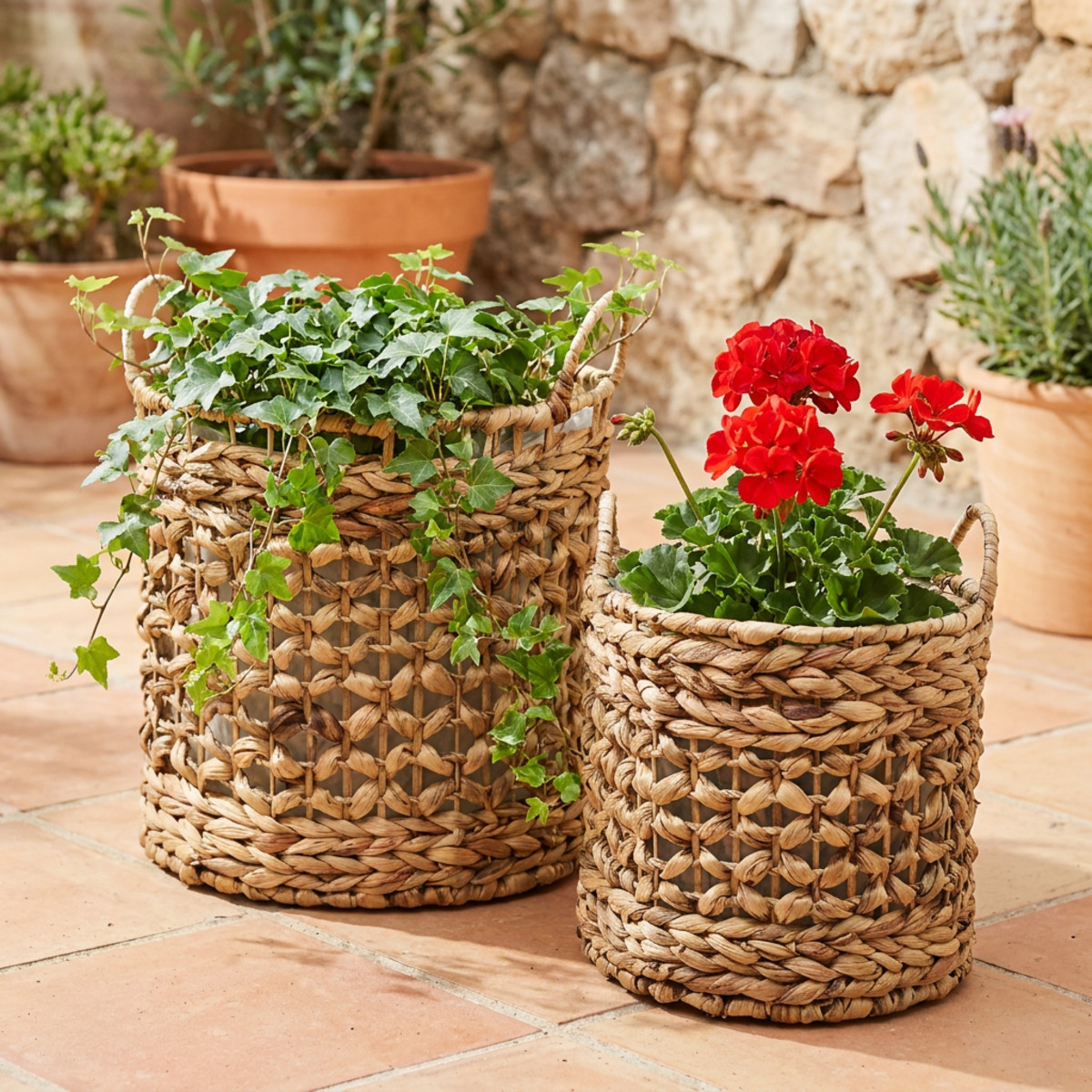 Pflanzkörbe Seegras Wasserhyazinthe Ø31/26cm 2er Set