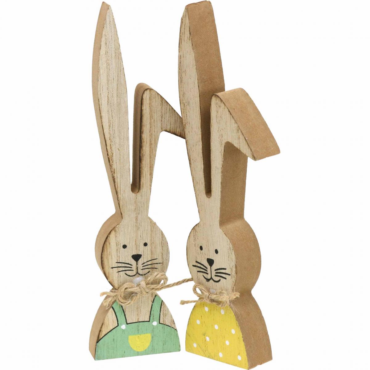 Osterhasen Paar 29 cm groß Holz Deko Hasen natur bemalt Osterhase Deko neu 