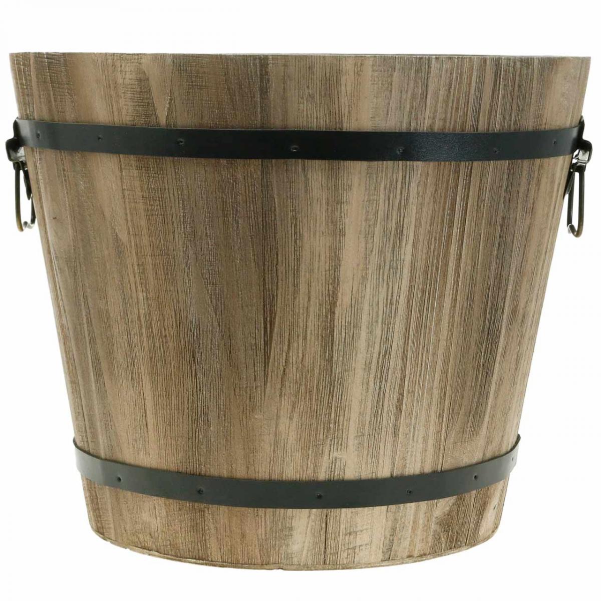 Floristik21.de Pflanzkübel Holz rund mit Griffen Vintage Pflanztopf
