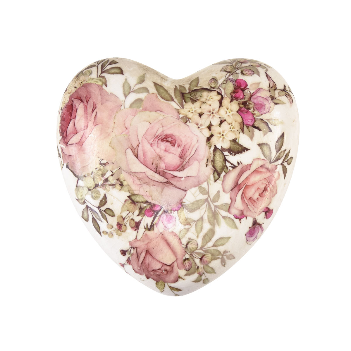 Keramik Deko Herz mit Rosen 10,5cm Steingut Tischdeko